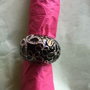 Coach black enamel with butterflies ring